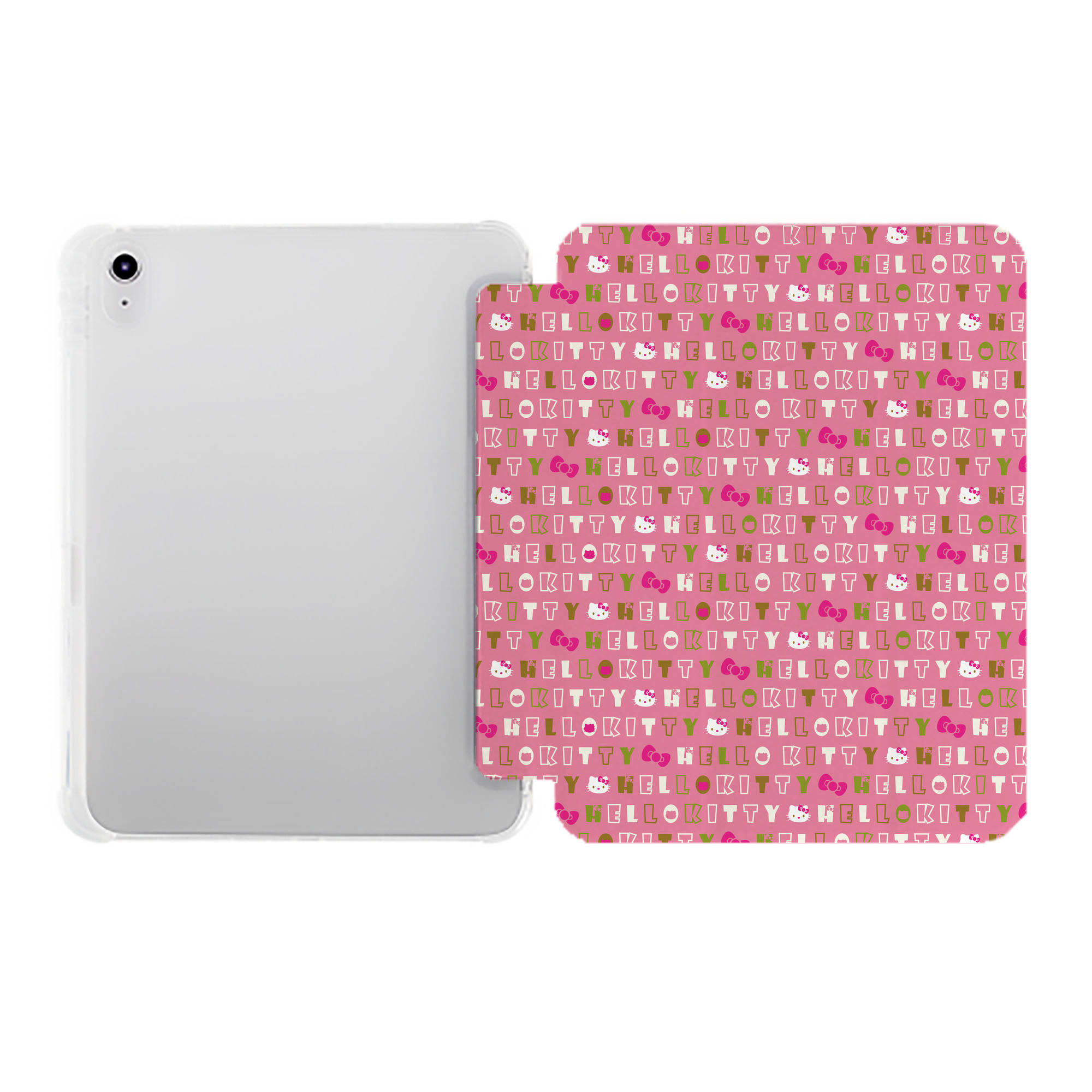 （画像用） Hello Kitty ハローキティ IPad ケース ペン収納付き 三つ折りスタンド PUレザー×シリコン 対応機種9.5/10.5/10.9インチ